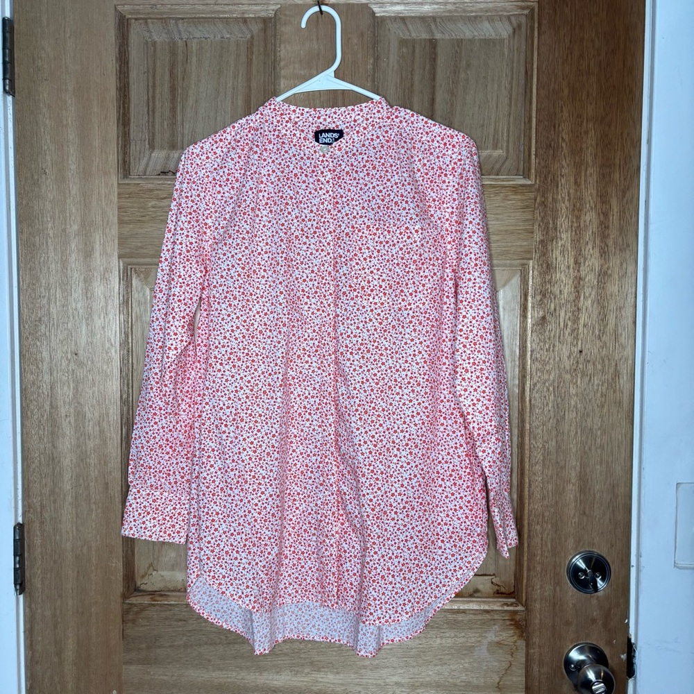 Lands' End Women's orange Floral Blouse size S